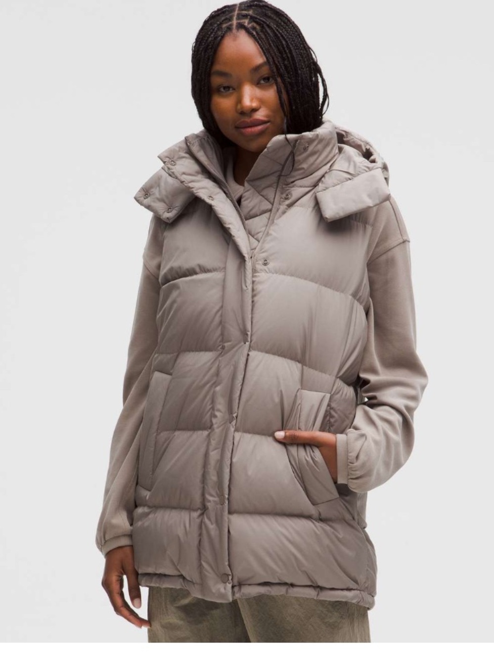 Lululemon Wunder Puff 600-Down-Fill Mid-Length Vest Warm Ash Grey NWT size 4